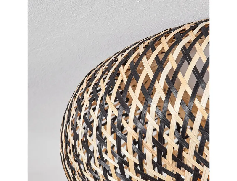 hofstein Deckenleuchte moderne Deckenlampe aus Metall/Bambus in Schwarz/Naturfarben, ohne Leuchtmittel, Boho-Design Deckenleuchte, Lichteffekt an d. Decke, Ø 40 cm, 3-flammig, Beige|schwarz, – Produktbild 3 von 5