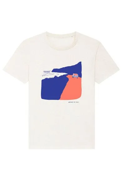 Kultgut Kultgut Biofair - Artdesign - Recyceltes Bio- Baumwolle- off white / Driving my way Shirt, Natur, – Produktbild 2 von 4