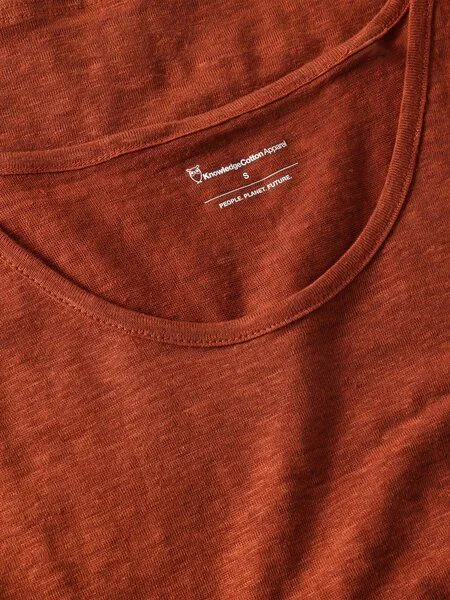 KnowledgeCotton Apparel KnowledgeCotton Apparel Regular Damen Tank Top aus Bio-Leinen, Burnt brick (rot), – Produktbild 2 von 2