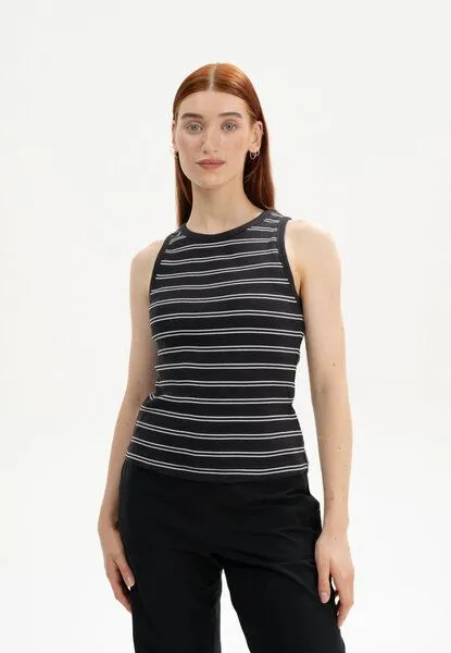 MELA MELA Ripp Tanktop Style DRISNA aus 100% Bio-Baumwolle, Schwarz / weiss gestreift, – Produktbild 1 von 4