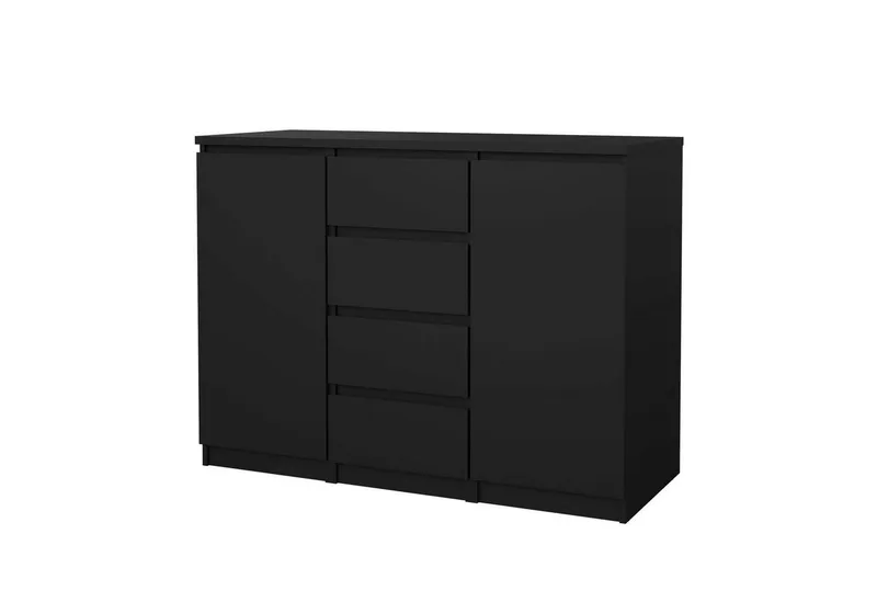 Home affaire Kommode Naia - 4 Schubladen & 2 Türen, grifflose Front, Made in Denmark (Breite: 121 cm, in mehreren Farben), Sideboard, skandinavisches & modernes Design mit viel Stauraum, Schwarz, – Produktbild 7 von 8