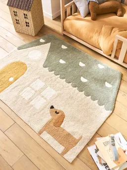 Vertbaudet Teppich Haus & Hund DACKEL Kinderzimmer sandfarben – Produktbild 1 von 1