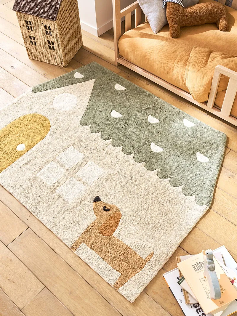 Vertbaudet Teppich Haus & Hund DACKEL Kinderzimmer sandfarben, Sandfarben, – Produktbild 1 von 4