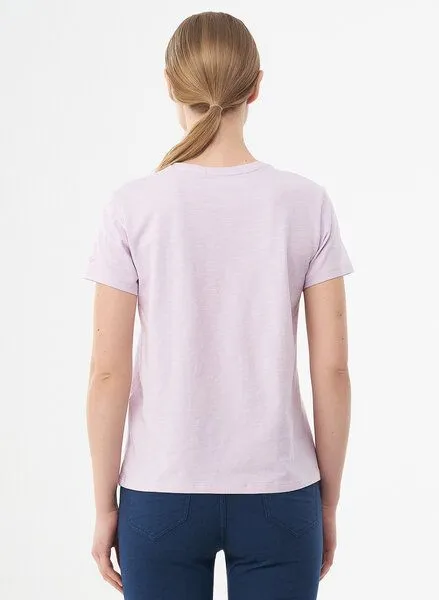 ORGANICATION ORGANICATION T-Shirt aus Bio-Baumwolle mit Blumen-Print, Lavender fog, – Produktbild 4 von 4