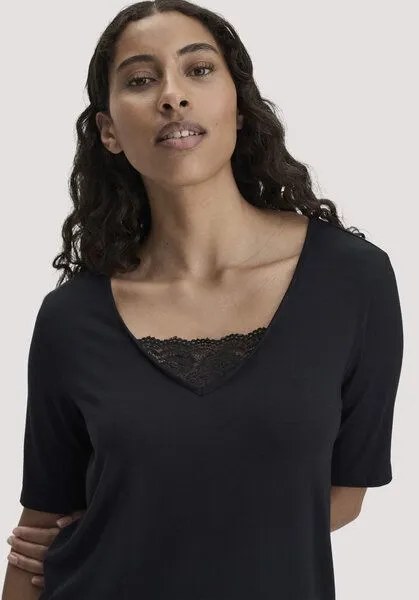 hessnatur hessnatur T-Shirt PURE SENSE LACE aus TENCEL Modal, Schwarz, – Produktbild 4 von 4