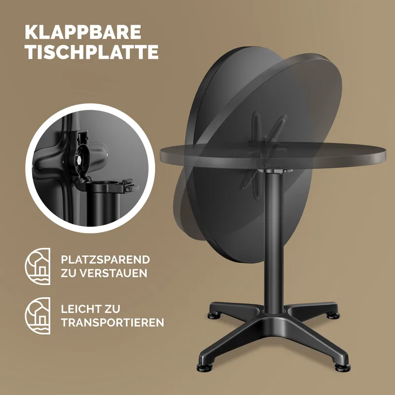 Casaria® Stehtisch Ø60cm höhenverstellbar 70/115cm klappbar Alu Schwarz – Produktbild 2 von 2
