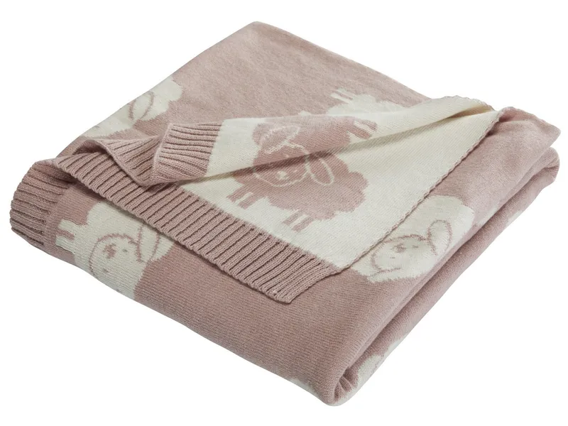 HANS NATUR HANS NATUR Babydecke Bio-Baumwolle, Schäfchen Maße 80 x 100 cm, Rosa, – Produktbild 1 von 2