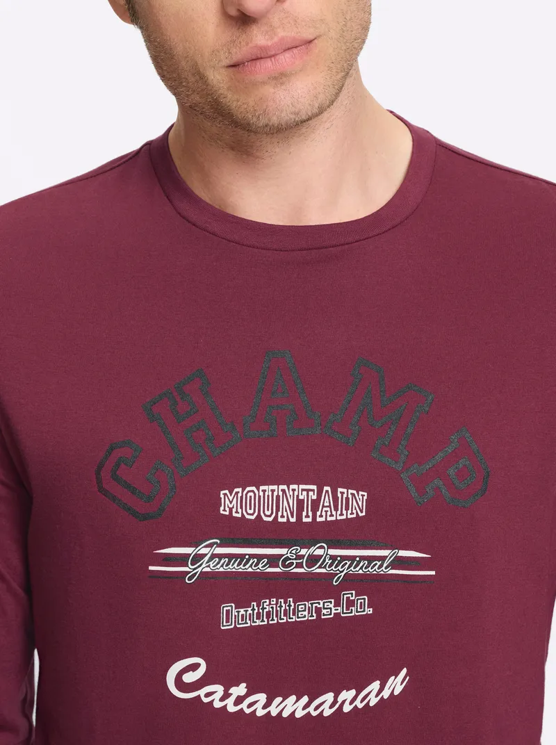 Catamaran Langarmshirt bordeaux-bedruckt, Bordeaux-bedruckt, – Produktbild 2 von 2