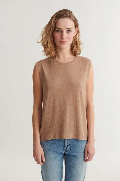 Basic Apparel Basic Apparel Tanktop ASHLY aus Bio-Leinen, Beige-summer-sand, – Produktbild 4 von 4