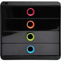 Exacompta Exacompta Schubladenbox Pop-Box "Black Office" DIN A4+, 4 Schubladen, schwarz/harlekin – Produktbild 1 von 1