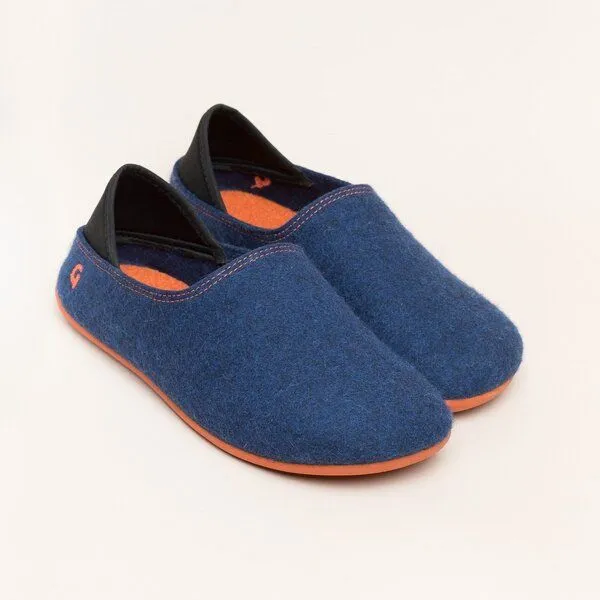Gottstein Gottstein Filzhausschuh Wool Slip-On aus 100% Schurwolle - für Damen & Herren - Rutschfeste Gummisohle, Dunkel-blau, – Produktbild 1 von 4
