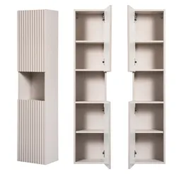 Lomadox Hochschrank NEWPORT-56-CASHMERE Badschrank, kaschmir mit gerillter Front, grifflos, ca. 30/140/30cm – Produktbild 1 von 1