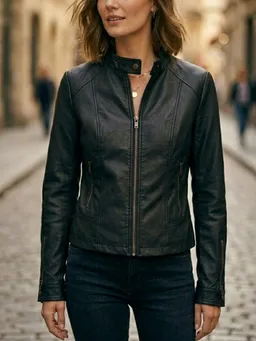 Will's Vegan Store Will's Vegan Store Damen vegan Motorradjacke Veganes Leder Schwarz – Produktbild 1 von 1
