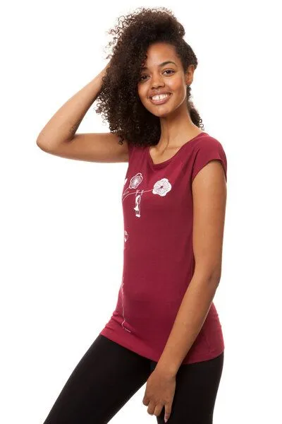 FellHerz FellHerz Damen T-Shirt Schaukelmädchen Bio & Fair & Vegan, Ruby (rot), – Produktbild 4 von 5