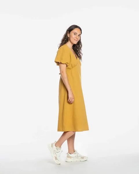 MATONA Matona Midikleid | V-Neck Dress | aus Bio-Baumwolle | GOTS-zertifiziert, Honey, – Produktbild 2 von 3
