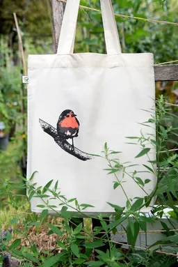 Hirschkind Hirschkind Bio-Fashion-Bag "Rotkehlchen" naturfarben- handbedruckt – Produktbild 1 von 1
