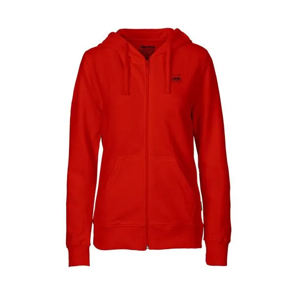 HANDGEDRUCKT HANDGEDRUCKT "Flauschspion" Frauen Zip Hoody Neutral, Red, – Produktbild 2 von 4