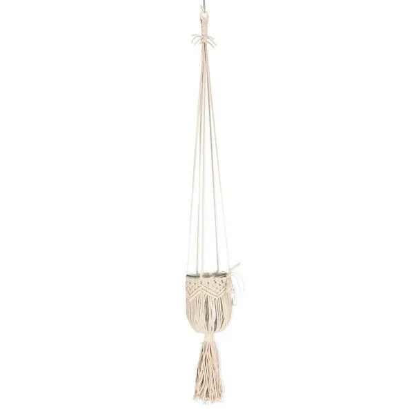 Manufactura Manufactura Makramee Windlicht, Beige, – Produktbild 1 von 1