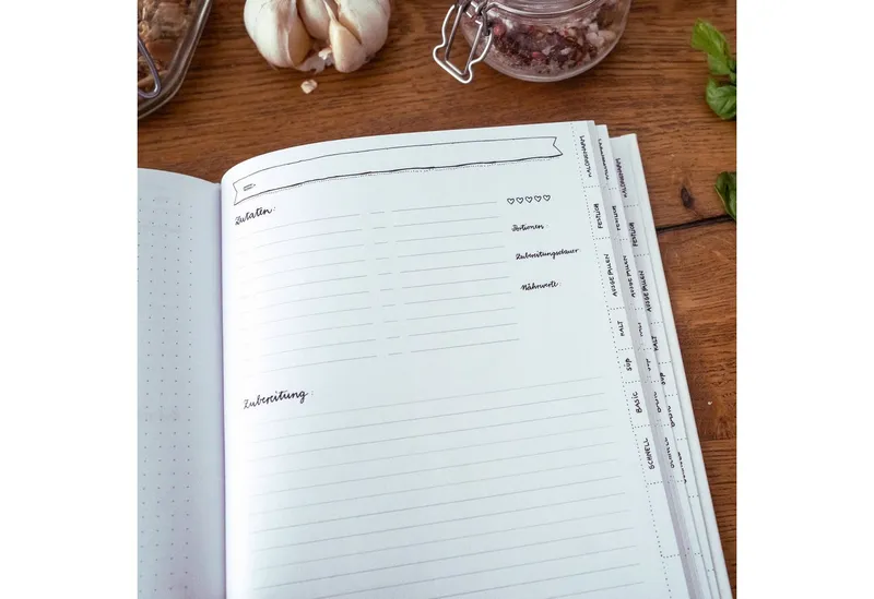 Eine der Guten Verlag Notizbuch Rezeptbuch zum Selberschreiben - selbst gemacht!, DIY Kochbuch Weiß, kreatives Geschenk, Premium Hardcover, 17x24 cm, Rosa|weiß, – Produktbild 5 von 5
