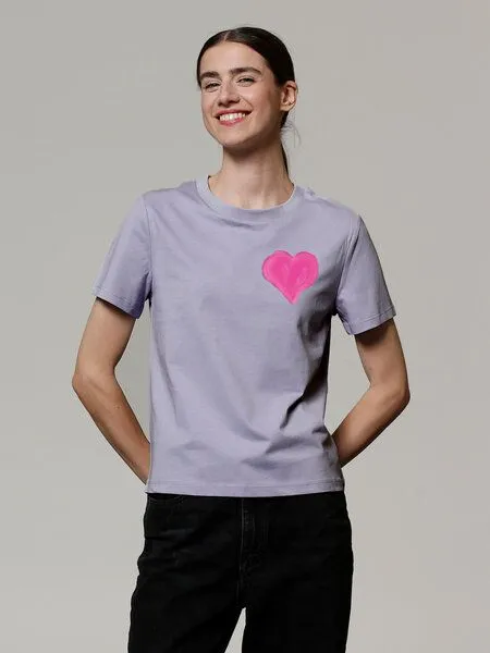 watapparel watapparel T-Shirt Frauen Pink Heart, Lavender, – Produktbild 2 von 3