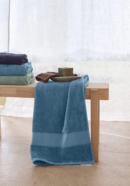 hessnatur hessnatur Frottier Handtuch aus reiner Bio-Baumwolle, Stahlblau, – Produktbild 1 von 2