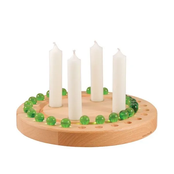 klotzaufklotz klotzaufklotz Adventskalender und Adventskranz für Stabkerzen, Grün, – Produktbild 1 von 3