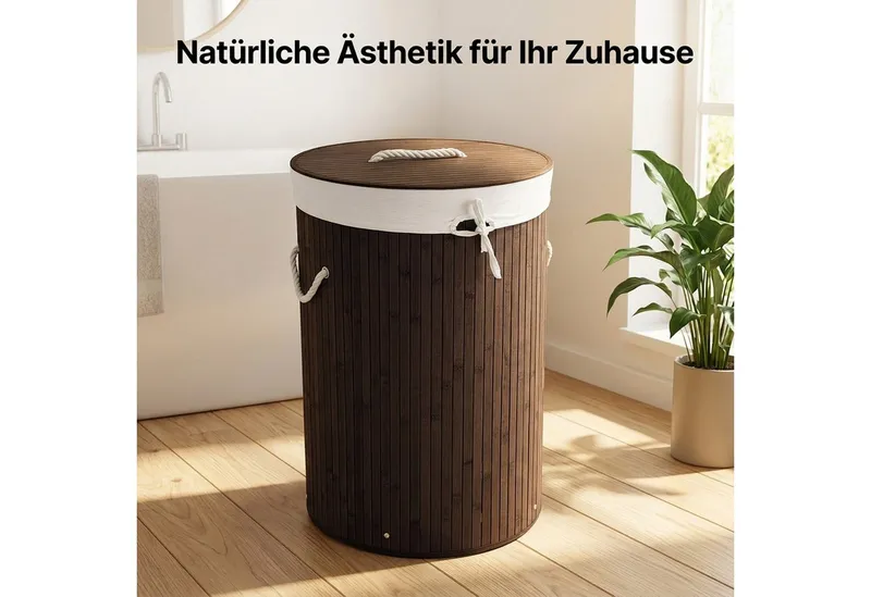 RELAXDAYS RELAXDAYS Wäschekorb Bambus rund (1 St), Braun, – Produktbild 4 von 6