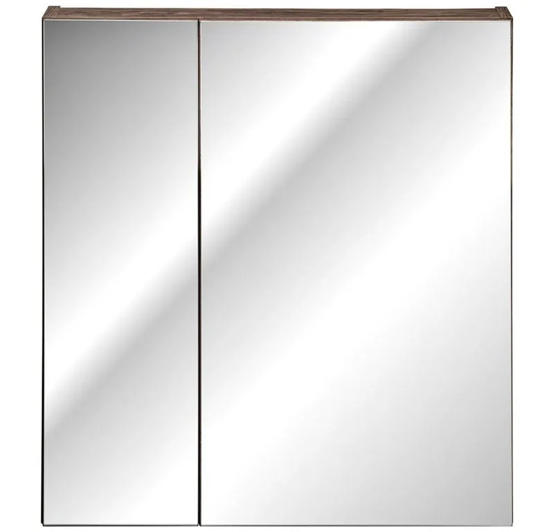 Lomadox Spiegelschrank PUEBLA-56-TAUPE 60cm mit LED in taupe mit Vintage Oak Eiche, B/H/T ca. 60/65-75/17 cm, Beige|braun, – Produktbild 4 von 5