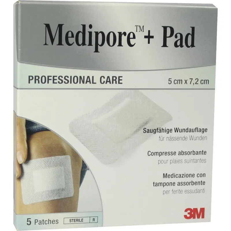 Solventum Germany MEDIPORE+Pad 3M 5x7,2cm 3562NP Pflaster 5 St Pflaster – Produktbild 1 von 1