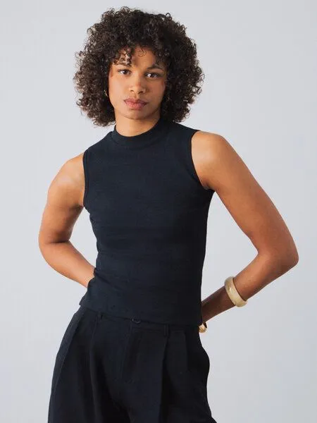 Honest Basics Honest Basics Damen Mock-Top aus Bio- und recycelter Baumwolle, Schwarz, – Produktbild 2 von 4