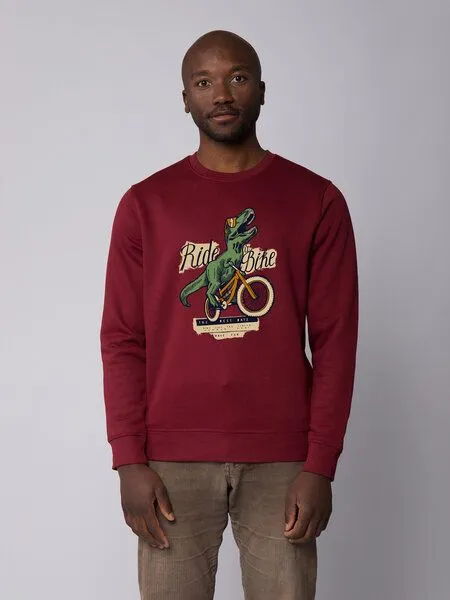 watapparel watapparel Sweatshirt Unisex T-Rex Fahrrad, Burgundy, – Produktbild 2 von 4