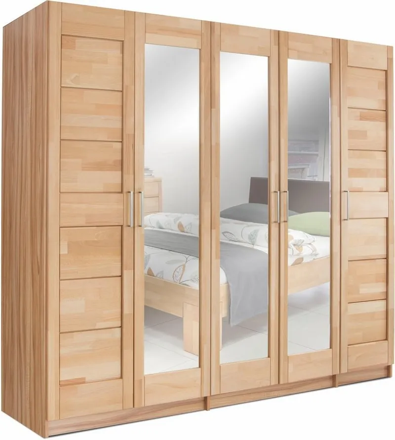 OTTO home Drehtürenschrank Triest teilmassiv, FSC®-zertifizierte Buche, Beige, – Produktbild 3 von 8