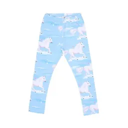Walkiddy Walkiddy Leggings Hellblau Weiße Pferde-Allover Bio-Baumwolle GOTS – Produktbild 1 von 1