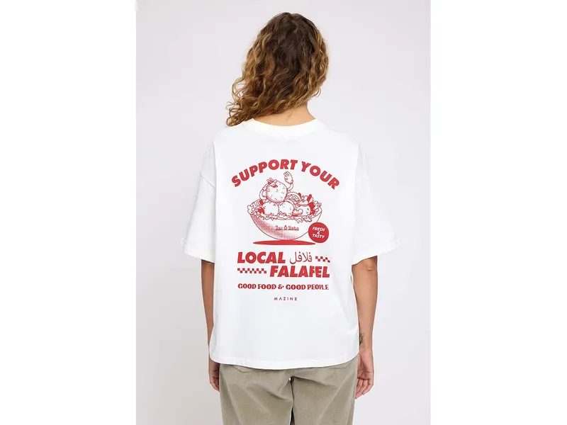 Mazine MAZINE Damen-Oversized-T-Shirt 'Back Print' mit Rundhalsausschnitt, falafel, Gr. S – Produktbild 1 von 2