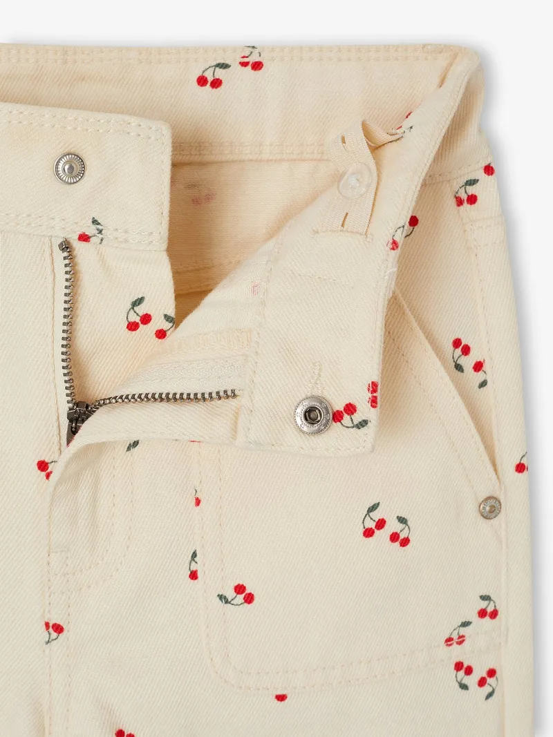 Vertbaudet Vertbaudet Weite Mädchen Hose Worker-Style mit Kirschen, Vanille, – Produktbild 2 von 3