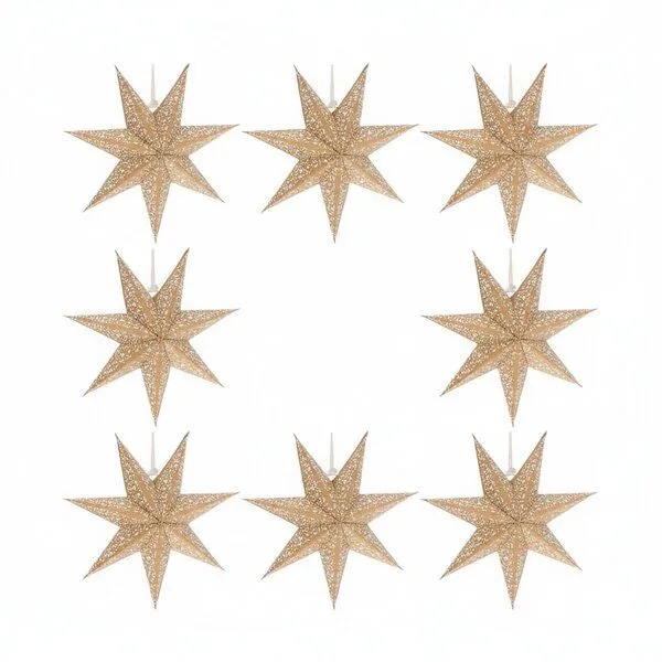 MoreThanHip MoreThanHip Papier‑Weihnachtsstern aus FSC‑Papier - inkl. Beleuchtungsset - Luma goldenbraun – Produktbild 1 von 4