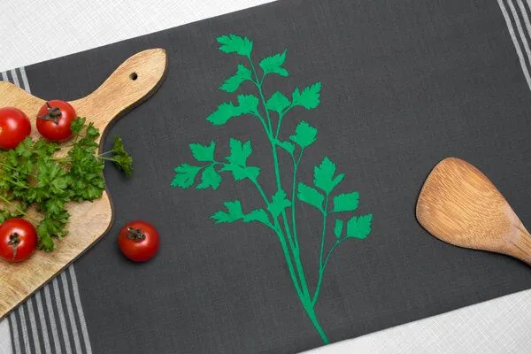 Hirschkind Hirschkind Bio- & Fair-Trade-Geschirrtuch 'Petersilie', Grau-weiß, – Produktbild 2 von 2