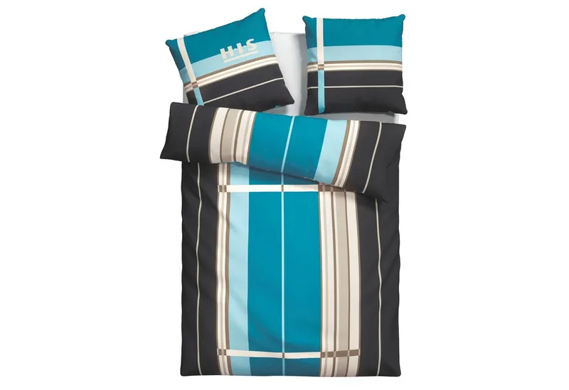 OTTO home Bettwäsche Golfi in Gr. 135x200 oder 155x220 cm, Linon, 2 teilig, sportliche Streifen Bettwäsche aus Baumwolle, Marke H.I.S by OTTO home, Blau, – Produktbild 2 von 5