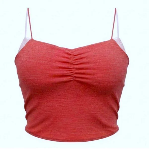 körber mode körber mode Spaghetti Top mit Raffung feminin aus Merinowolle & Modal, rot meliert – Produktbild 1 von 2