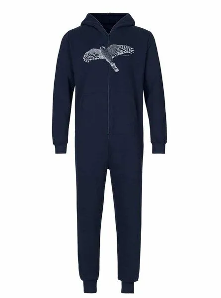 Peaces.bio - handbedruckte Biomode Peaces.bio - handbedruckte Biomode Jumpsuit Sperber Damen, Navy, – Produktbild 1 von 2