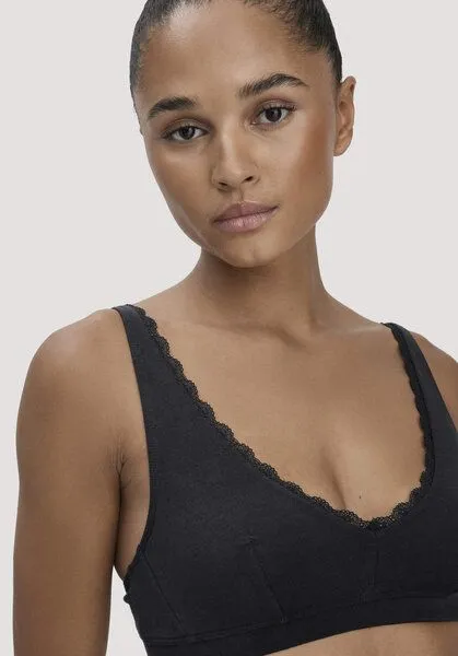 hessnatur hessnatur Bustier COTTON FEEL LACE aus Bio-Baumwolle, Schwarz, – Produktbild 3 von 6