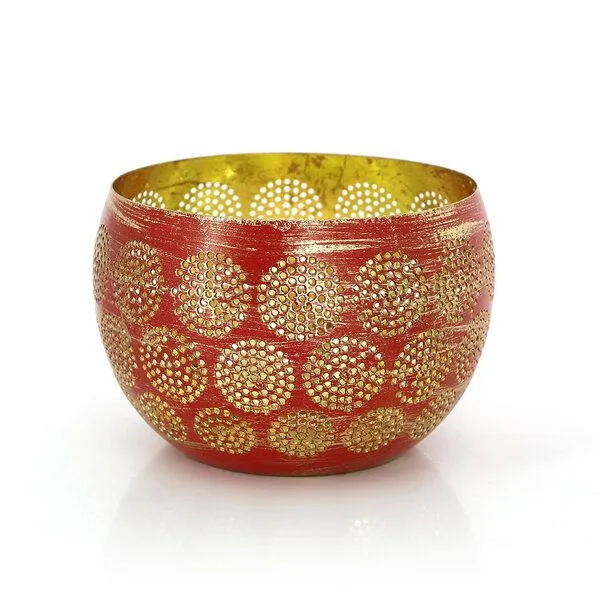 GLOBO Fair Trade GLOBO Fair Trade Windlicht MANDALA ROT aus Eisenblech, Fair Trade aus Indien – Produktbild 2 von 2