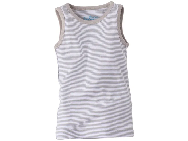 HANS NATUR Baby und Kinder Unterhemd Bio-Baumwolle grau-weiß gestreift Gr. 98/104, Weiß, grau, – Produktbild 1 von 2