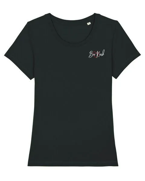 Human Family Bio Damen Rundhals T-Shirt Amorous "Be kind" von Human Family, Schwarz, – Produktbild 1 von 2