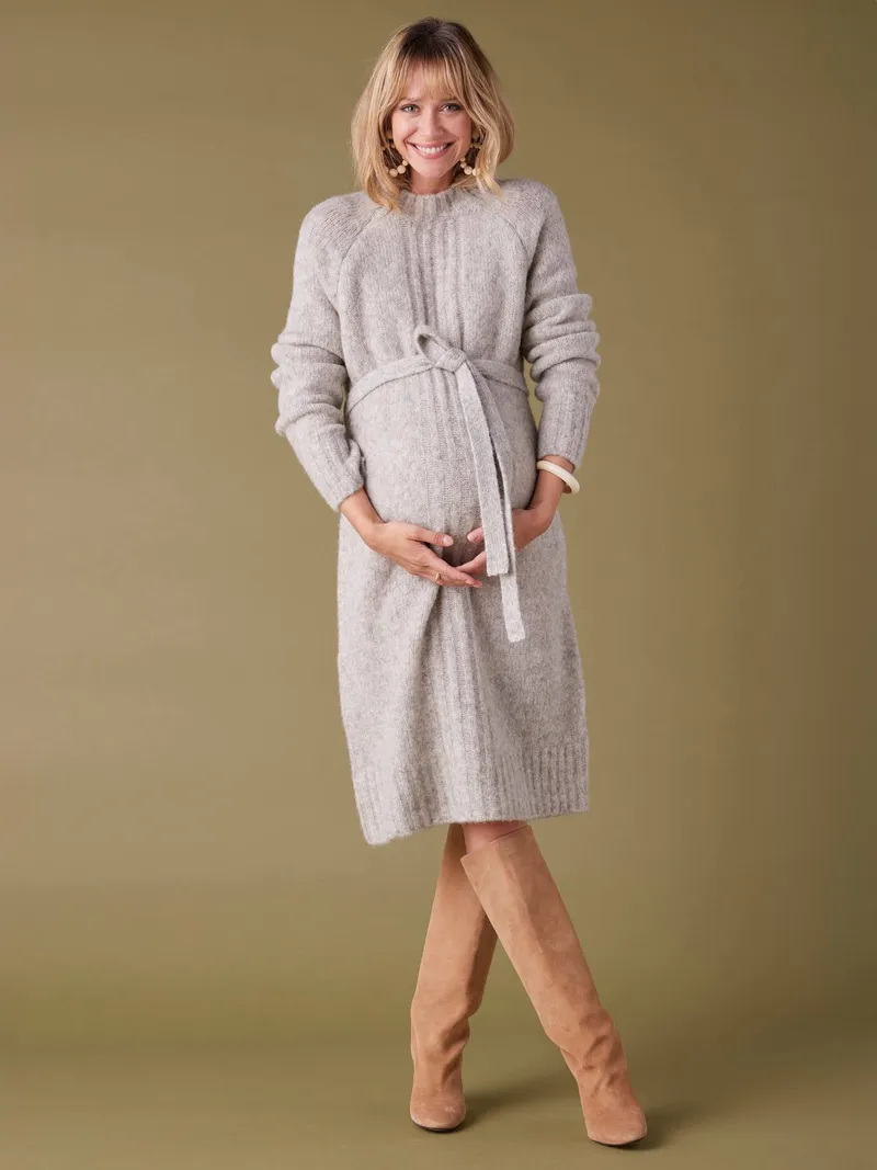 Envie De Fraise Strickkleid für Schwangerschaft und Stillzeit ENVIE DE FRAISE, Perlgrau, – Produktbild 2 von 4