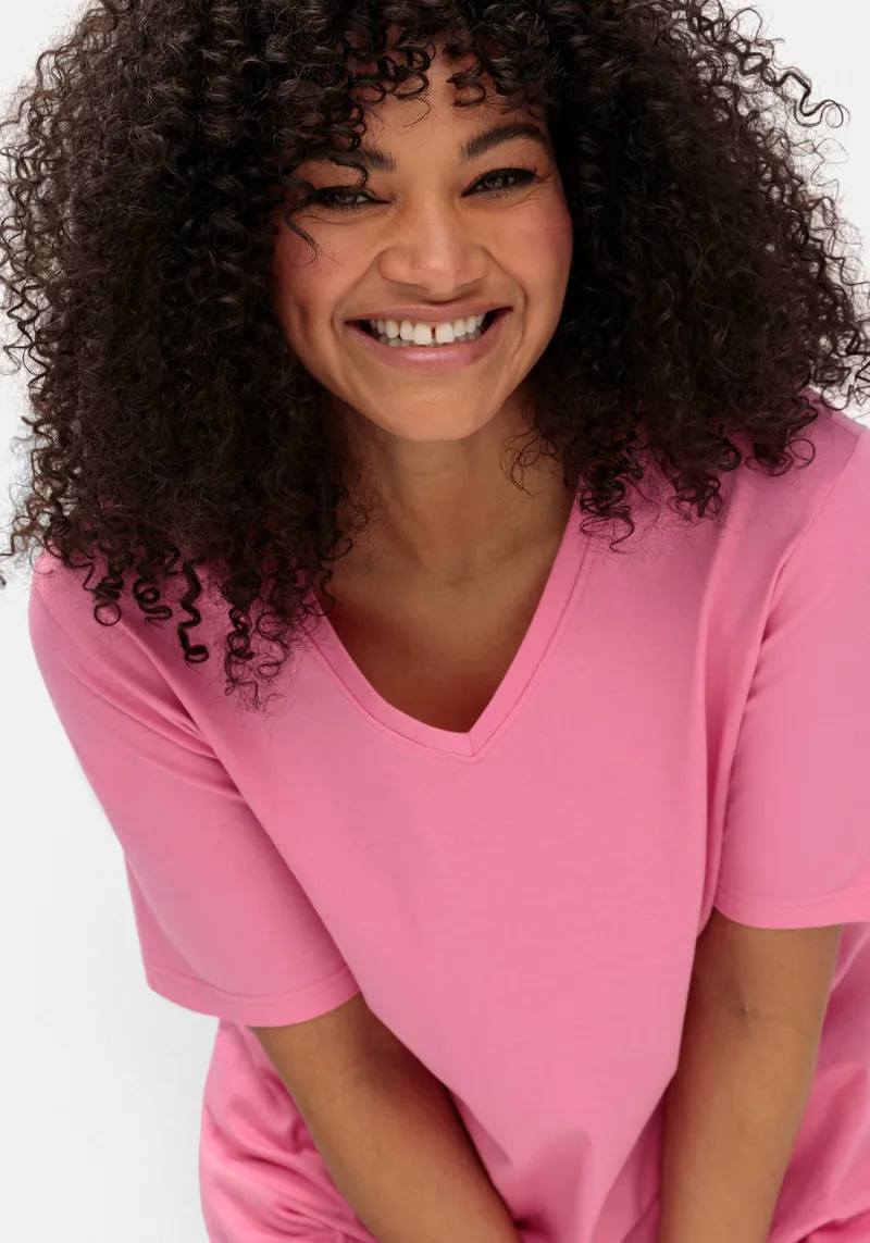 sheego V-Shirt, Blumiges pink, – Produktbild 2 von 2