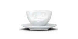 FIFTYEIGHT PRODUCTS FIFTYEIGHT PRODUCTS Kaffeetasse „Lecker“ mit Unterteller (200 ml) – Produktbild 1 von 1