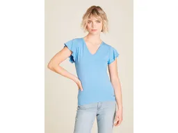 Tranquillo tranquillo Bio-Damen-T-Shirt mit Volant-Ärmel, marina, Gr. L – Produktbild 1 von 1