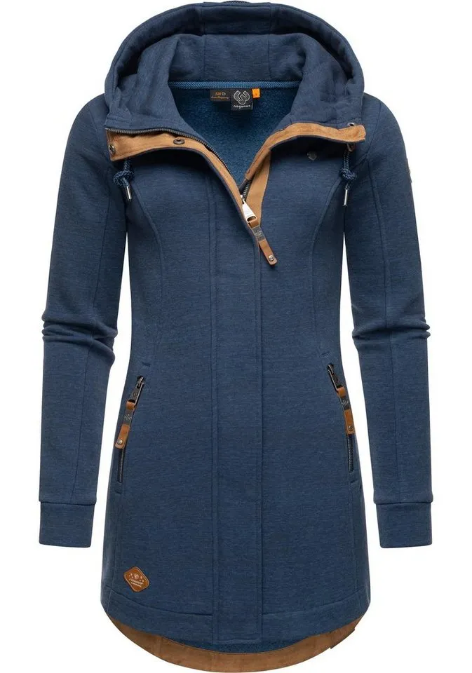 ragwear ragwear Langjacke Letty Intl. Sportliche Kapuzenjacke mit Kunstleder-Elementen, Blau, – Produktbild 1 von 3