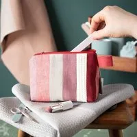 nahtur design nahtur-design Kosmetiktasche aus 100% Leinen | Kleine Leinentasche, No_7 (rot), – Produktbild 1 von 1
